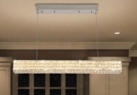 Mercer41 Modern Crystal Chandelier Rectangular Crystal Chandelier Contemporary Linear Pendant Ceiling Light Fixture For Living Dining Room Kitchen Island New In Box $399