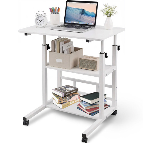 17 Stories Height Adjustable C Shape Laptop Table with 2 Shelves $199