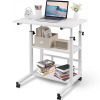 17 Stories Height Adjustable C Shape Laptop Table with 2 Shelves $199