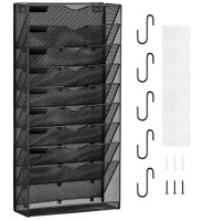 VEVOR File Wall Rack, One-Piece 10 Pockets Mesh Wall File Holder, Wall Mounted Magazine Mail Paper & Document Storage Folder, Metal Wall File Organizer with Nametag Label, for Office Home & School New In Box $79