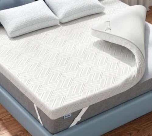 Alwyn Home Queen Size Cooling Gel Memory Foam Mattress Topper with Ice Silk Cover, Medium Plush Support for Back Pain Relief, Non-Slip Corner Straps, Pressure Relief New In Box $199