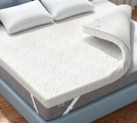 Alwyn Home Queen Size Cooling Gel Memory Foam Mattress Topper with Ice Silk Cover, Medium Plush Support for Back Pain Relief, Non-Slip Corner Straps, Pressure Relief New In Box $199