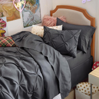 Bedsure Twin Size Pintuck Bed-in-a-Bag- Dark Gray Pinch Pleat Comforter 5-Piece $199