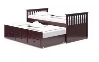 Storkcraft Marco Island Espresso Full Captains Bed with Twin Trundle and Drawers New In Box $699