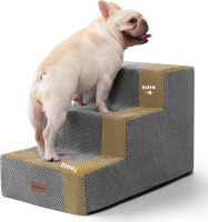 Aodisman Dog Stairs for Small Dogs, Wider 3-Step Pet Steps for Couch & Bed High-Density Foam Dog Steps with Anti-Slip Bottom, Easy for Puppies,Older Cats & Dogs to Reach Sofas & Chairs, Grey, 15.7" H New In Box $199