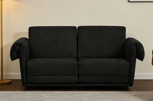 Winston Porter 65" Convertible Sofa Bed, 3-In-1 Upholstered Sleeper Sofa With Cushions in Black New in Box $599