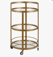 George Olvier Hause Metal Bar Cart in Brass Finish New in Box $399