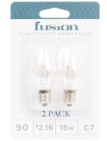 Fusion 2pk 15W Light Bulbs for Wax Warmers New In Box