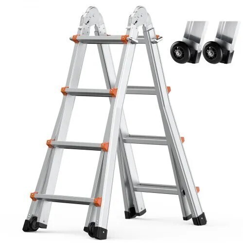 VEVOR Telescoping Ladder A Frame, 15.5 FT Compact Aluminum Extension Ladder, Multi-Function Portable Collapsible RV Ladder, Telescopic Ladder for Homework Stairs Indoor Outdoor Roof, 330lb Load, New in Box $299