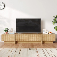 Ebern Designs 98'' TV Stand with Storage, Fluted Tv Console Cabinet, Mid Century Modern Entertainment Center, Wood Media Console for Living Room, Bedroom, New in Box $399