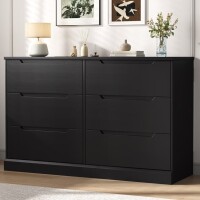 SEEDAY Black Modern Wooden 6 Drawer Dresser for Bedroom, New in Box $299