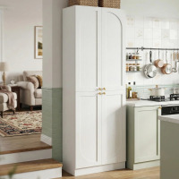 Lark Manor ?23.6" Extra Tall Arch Storage Cabinet - 4 Door Wooden Pantry, Adjustable Shelves, Freestanding For Dining/Living Room, New in Box $399