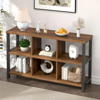 17 Stories Hulste 47" 6 Cube Storage Organizer Bookshelf, Rustic Walnut, New in Box $399