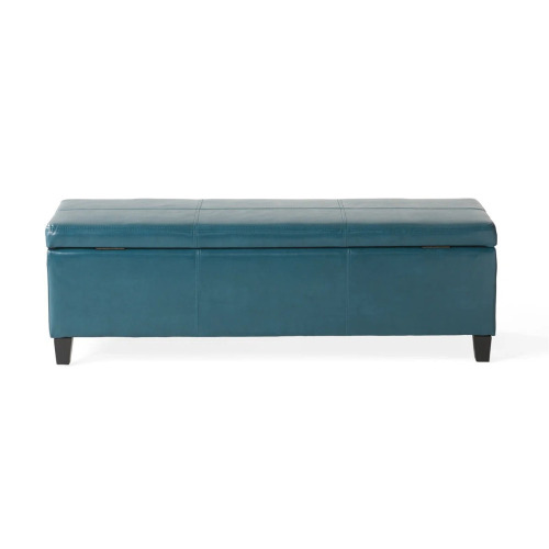 Latitude Run Denali Modern Upholstered Storage Ottoman Bench | Minimalist Design with Hidden Storage & Soft-Close Hinges, Teal, New in Box $299