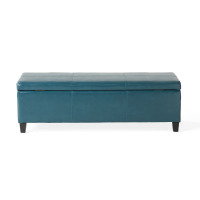 Latitude Run Denali Modern Upholstered Storage Ottoman Bench | Minimalist Design with Hidden Storage & Soft-Close Hinges, Teal, New in Box $299