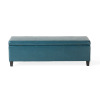 Latitude Run Denali Modern Upholstered Storage Ottoman Bench | Minimalist Design with Hidden Storage & Soft-Close Hinges, Teal, New in Box $299