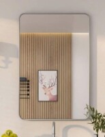 Niveal 24 in. W x 36 in. H Rectangular Framed Bathroom Mirror w/ Brushed Nickel New In Box $299