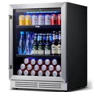 Yeego 24 in. Single Zone 180-Cans Built-In/Freestanding Beverage Refrigerator in Stainless Steel Beer Drink Cooler Fridge On Working $599