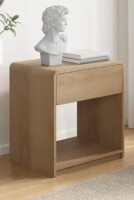 GDFStudio Mid-Century Modern Nightstand/Bedside Table with Rounded Corners, Drawer and Open Shelf New In Box $299