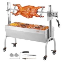 VEVOR Rotisserie Grill with Hooded Cover, BBQ Whole Pig Lamb Goat Charcoal Spit Grill, 46 Inch 132Lbs Capacity, Electric 52W Motor Stainless Steel Roaster with Viewing Window and Lockable Wheels, New in Box $699