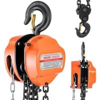 VEVOR Hand Chain Hoist, 3 Ton 6600 lbs Capacity, Manual Chain Block with Upgrade G80 Galvanized Chain, 20 ft Lifting Height, Heavy Duty Pulley Hoist for Garage Warehouse Automotive Machinery, Orange, New in Box $299