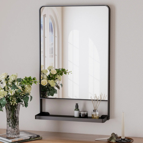 Ebern Designs Tillymae Rectangle Bathroom Vanity Mirror with Shelves, New in Box $299