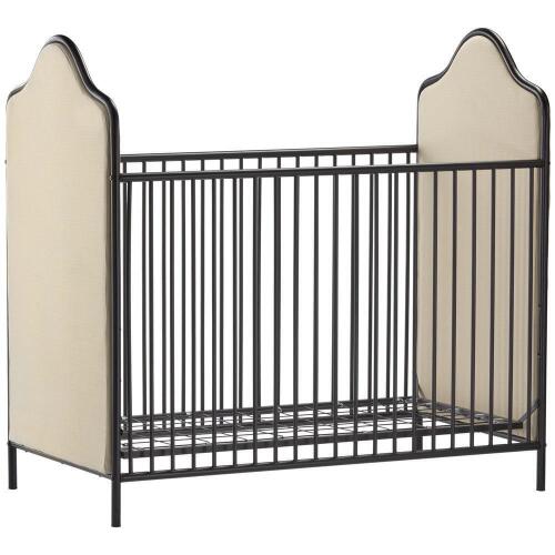 Ameriwood Little Seeds Piper Upholstered Convertible Metal Crib in Black and Cream, New Floor Model $399.99
