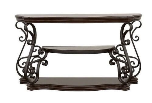 Coaster Laney Scrollwork Entryway Sofa Console Table Dark Merlot New in Box $599