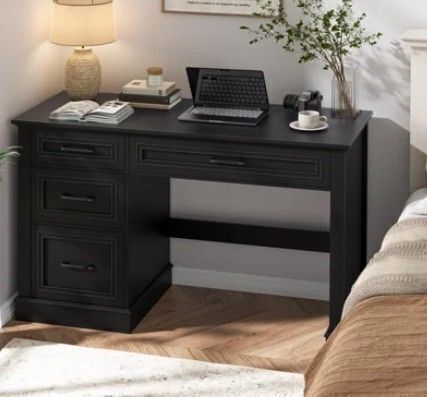 Gracie Oak Farmhouse 47" Executive Desk With File Drawer, Wood Computer Desk With 5 Storage Drawers New in Box $399