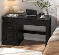 Gracie Oak Farmhouse 47" Executive Desk With File Drawer, Wood Computer Desk With 5 Storage Drawers New in Box $399