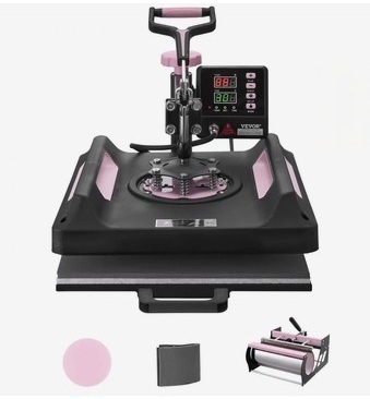 VEVOR Heat Press Machine, 15 x 15 inch, 8 in 1 Heat Transfer Machine with 30 oz Tumbler Press, 360&deg; Swing Away Digital T-Shirt Pressing Machine, Teflon Coating, for T-Shirts/Mugs/Hats/Plates, Black New in Box $399