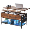 VEVOR Lift Top Coffee Table, 39.4 in Rectangle Coffee Table with Extra Storage Pockets, Flipable Coffee Table with Power Strip & USB & Ambient Lighting for Living Room, Brown New in Box $399