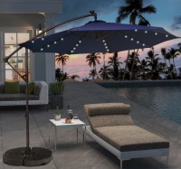 Hokku Designs Direen 120'' Lighted Cantilever Umbrella Navy Blue New in Box $599