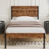 Steelside Alicia Twin Metal Bed Frame with Wooden Headboard & Footboard, Rustic Industrial Farmhouse Platform Bed with Heavy Duty Steel Support, No Box Spring Required, Under Bed Storage, Noise-Free Mattress Foundation, Brown New in Box $299