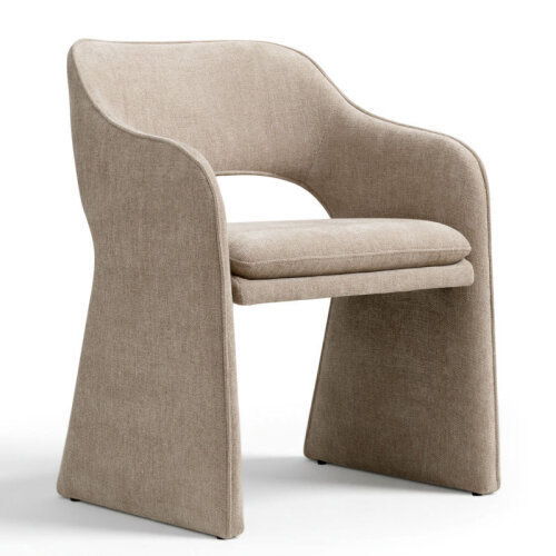 Latitude Run 19" Seat Height Upholstered Fabric Dining Armchair in Khaki New in Box $499