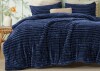 Bedsure Queen Size Comforter Set - 3-Piece Double-Sided Fleece Fluffy Navy Bedding, Cozy Striped Aesthetic for Modern & Guest Bedrooms, All-Season Luxury Home Decor New In Box $199