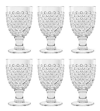 TarHong Abode Homewares Hobnail 17 oz Durable Acrylic Wine Glasses, Shatter-Resistant and Dishwasher-Safe Indoor/Outdoor Drinkware, Glass for Wine, Sangria, and Spritzers - Clear - Set of 6 New In Box $99