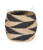 Household Essentials Large Woven Basket, Round Decorative Basket with Handles, Black and Natural New In Box $199