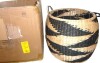 Household Essentials Large Woven Basket, Round Decorative Basket with Handles, Black and Natural New In Box $199 - 2