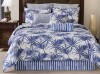 Victor Mill King Size 3-Piece Martinique Royal Blue Palm Leaves Comforter Mini Set New In Box $299