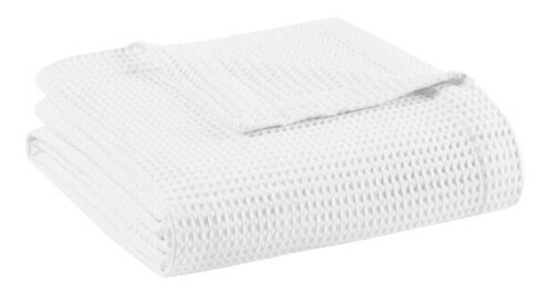 Beautyrest Full/Queen Waffle Weave Cotton Blanket White: Year-Round Comfort, Machine Washable, No Fill $99