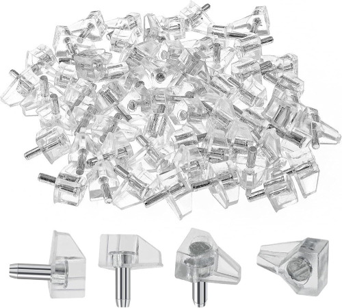 Suiwotin 1,000 pcs 1/8 Inch (3mm) Clear Plastic Shelf Support Peg Cabinet Shelf Pins, For Closet, Kitchen, Furniture, Shelves Holder Pegs New in Box