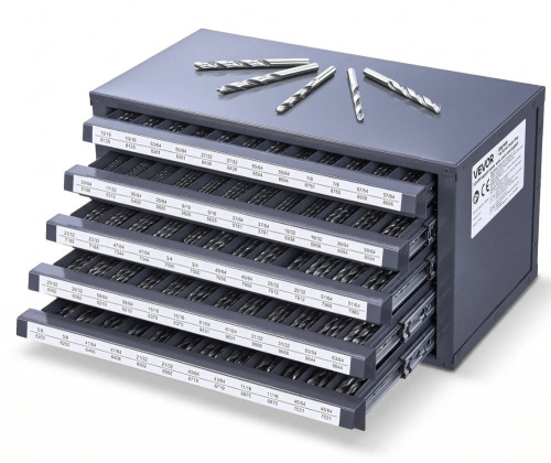 VEVOR Drill Bit Dispenser Cabinet, Five-Drawer Drill Bit Organizer Cabinet for 33/64" to 63/64" Steel Drill Dispenser Organizer Cabinet with Labels, Stackable Drill Dispenser for Drill Bit Storage New In Box $199