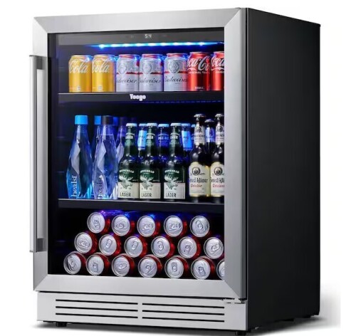 Yeego 24 in. Single Zone 180-Cans Built-In/Freestanding Beverage Refrigerator in Stainless Steel Beer Drink Cooler Fridge On Working $599