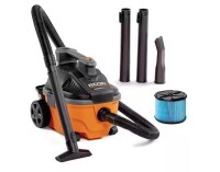 RIDGID 4 Gal. 5.0 Peak HP Portable Shop Vacuum Wet Dry Vac with Fine Dust Filter, Locking Hose and Attachments WD4070 On Working $199