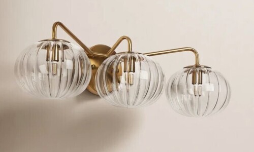 Birch Lane&trade; Ulah 3-Light Dimmable Metal Vanity Light with Glass Shades New In Box $399