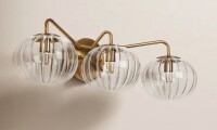 Birch Lane&trade; Ulah 3-Light Dimmable Metal Vanity Light with Glass Shades New In Box $399