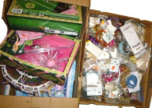 Box of Housewares, Toys, Costume Jewelry and Misc