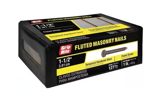 GRIP-RITE Roofing Nail, 3/4 in L, 1D, Steel, Hot Dipped Galvanized Finish, 1 lb / Grip-Rite 1-1/2 in. x 9-Gauge Bright Steel Fluted Masonry Nails 1 lb. Box / Assorted New Shelf Pull