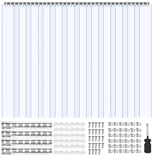 VEVOR Clear PVC Strip Curtain, 2.4 m Height x 1.8 m Width x 2 mm Thickness, 12 PCS Walk in Freezer Cooler Curtain Strips, Smooth Waterproof Plastic Door Strips for Warehouse, Freezer, Garage Doors New In Box $199
